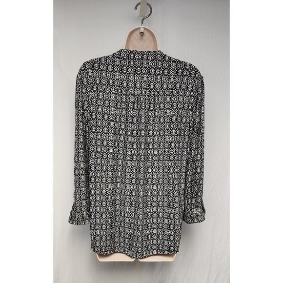 Westport Women’s Tunic Top Notched V-neck Blouse Boho Floral Black/White Size L - Picture 4 of 7